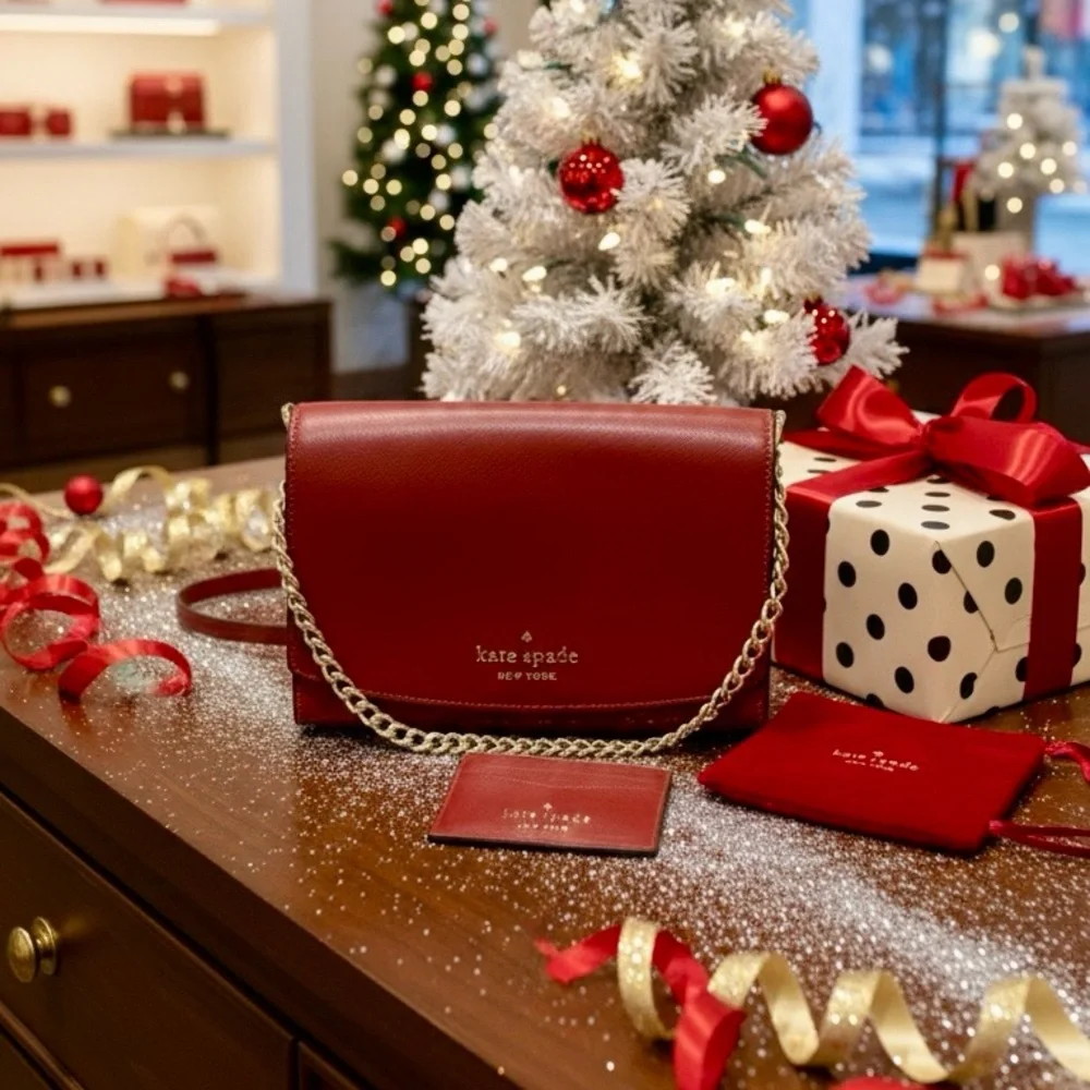 Kate Spade Red Carson Convertible Crossbody Bag & Matching Card Holder - Picture 1 of 9